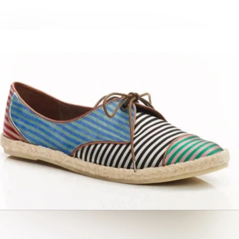 Tabitha Simmons Dolly Striped Silk Espadrilles Used 39